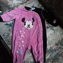 Baby Girl Size 3-6 Month Fleece Minnie Mouse P.Js