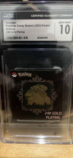Pokemon-VENUSAUR 24k Gold Plated Metal Sticker - Korean Popping Candy - CGC 10 GEM MINT