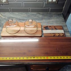 Charcuterie Board,cheese With glass Dome,and cheese knifes