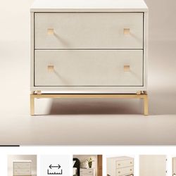 CB2 Cream And Gold Nightstand Set