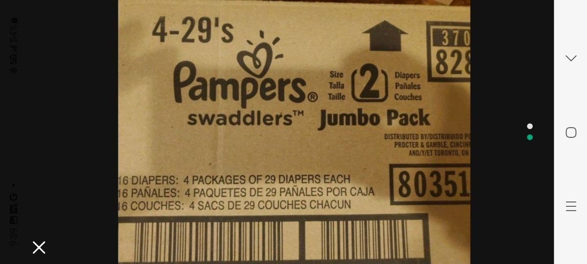 Size 2 Swaddlers Pampers