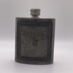 Antique heavy duty pewter hip flask