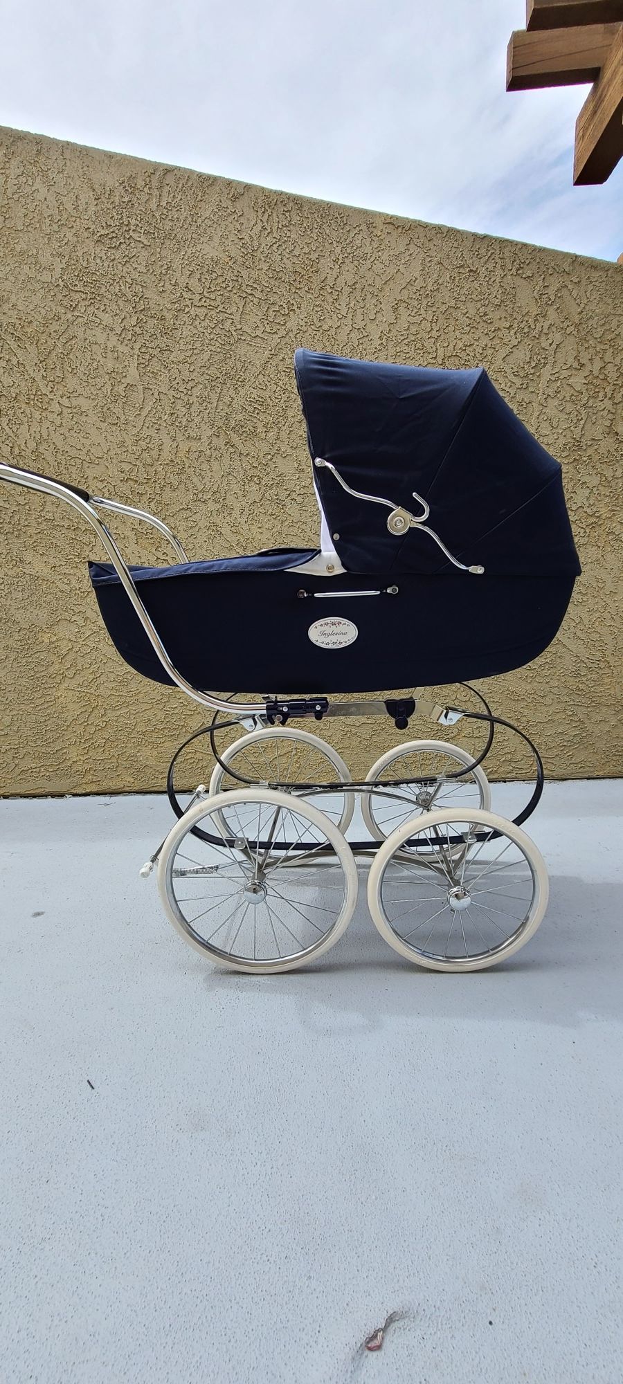 Inglesina classica pram in navy blue stroller royal carriage for Sale