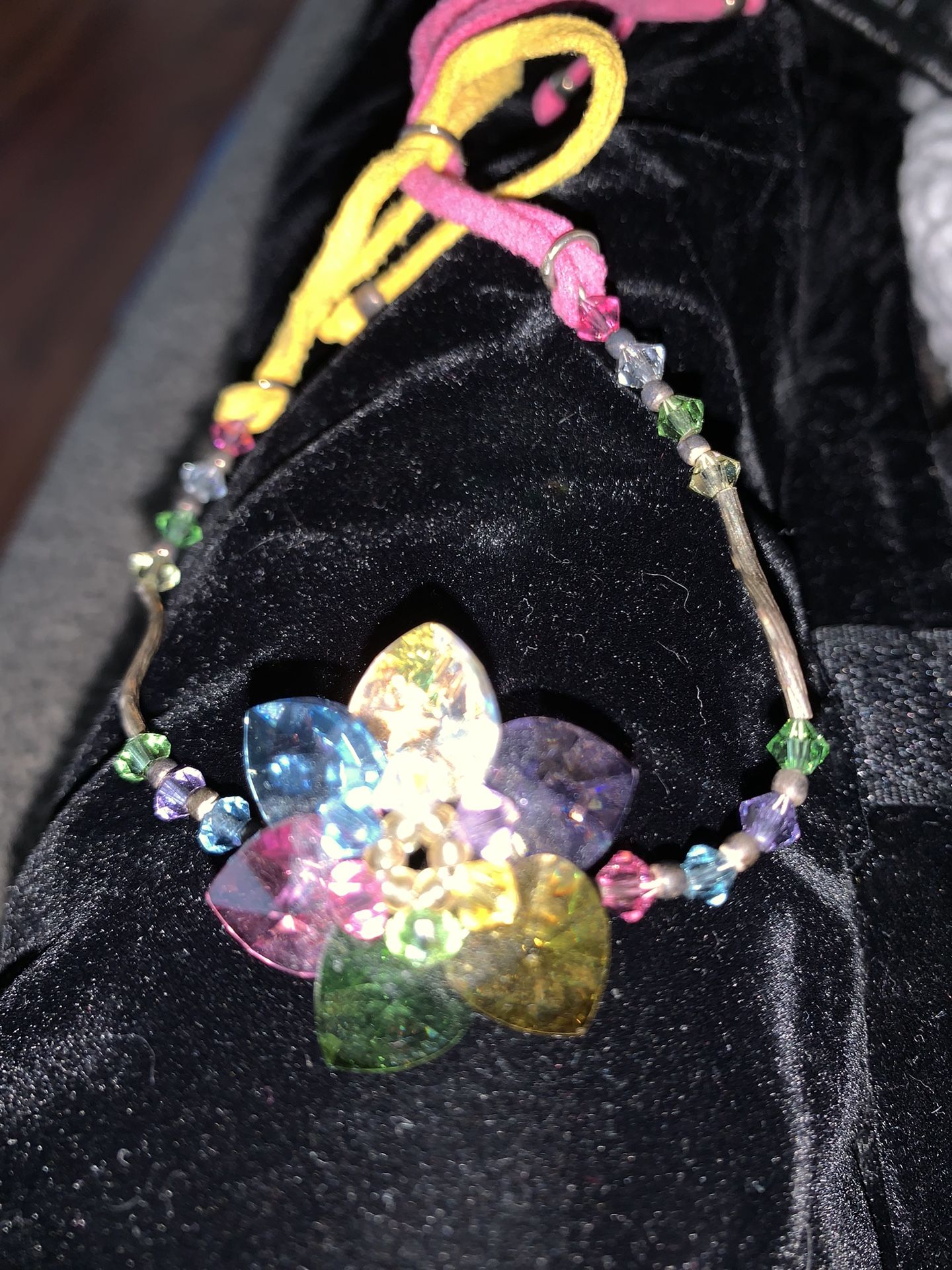 Silver Bracelet Multicolor Crystals