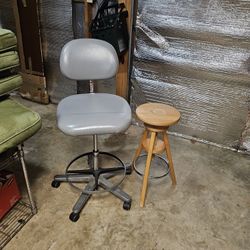 Stool And Tall Rolling Chair