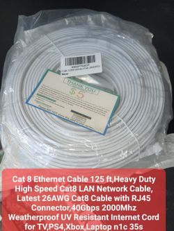 Cat 8 Ethernet Cable 125 ft,Heavy Duty High Speed Cat8 LAN Network Cab &Kcv