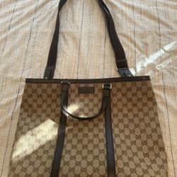 Gucci leather canvas tote