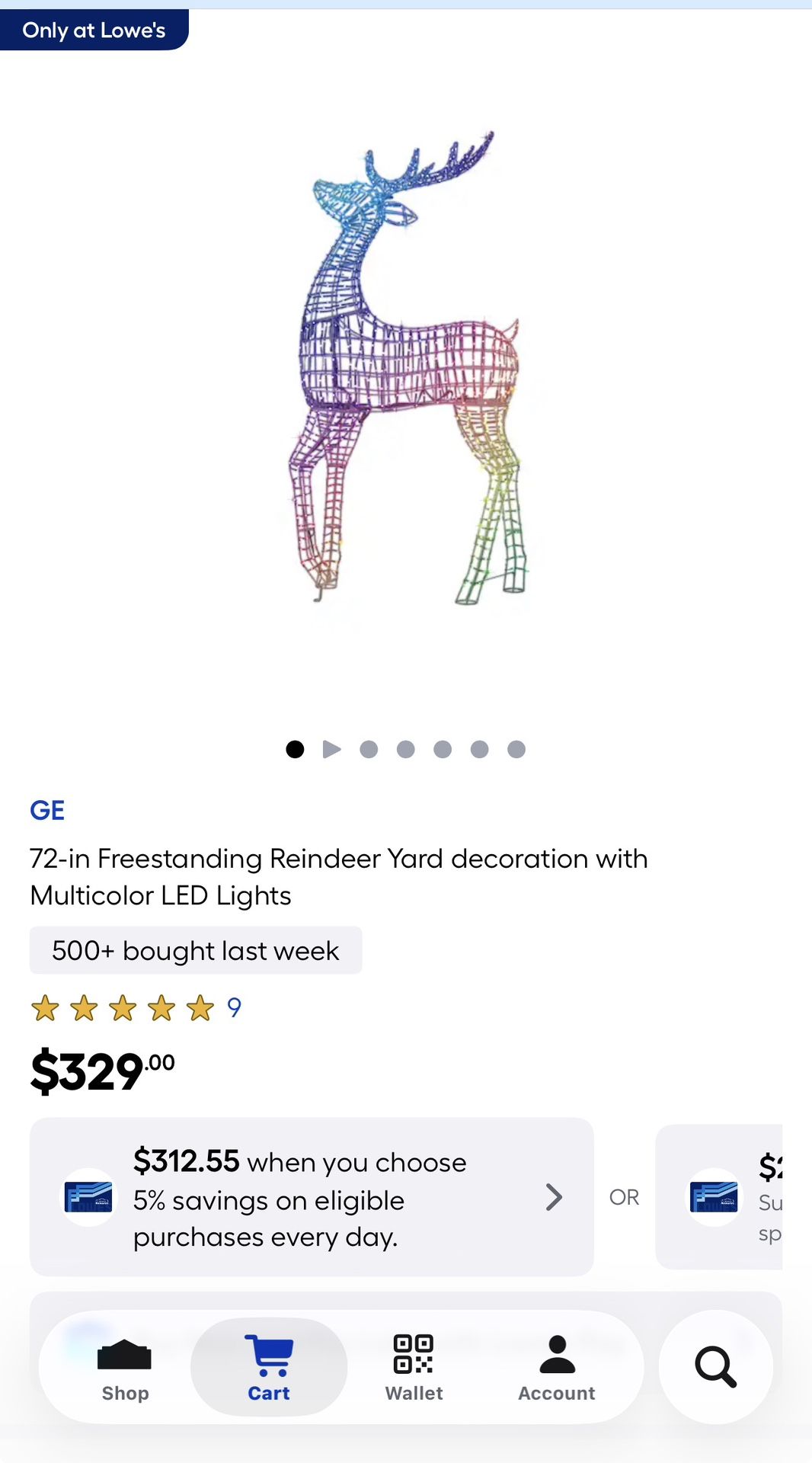 GE 72-in Freestanding Reindeer Yard decoration with Multicolor LED Lights