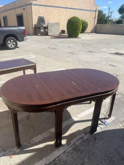 Dark Wood Oval Dining Table with Leaf