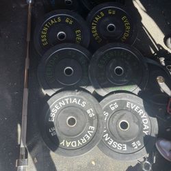 Olympic Weights Bumper Plates With Barbell 