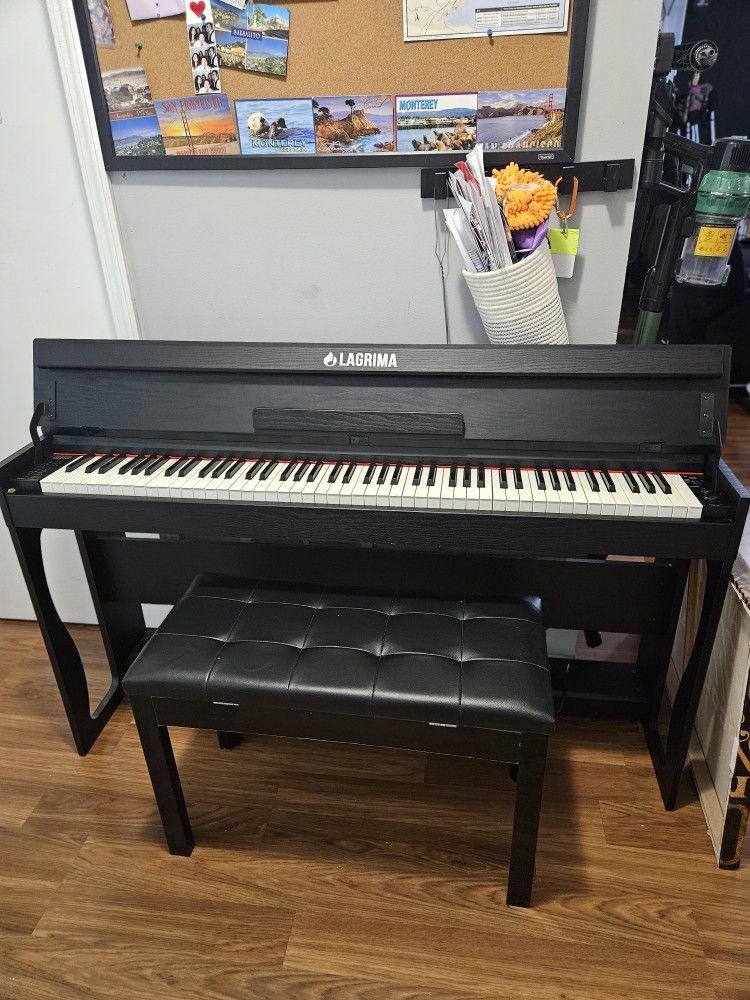 LAGRIMA 88 Key Weighted Digital Piano w/Bluetooth&MP3 Function, USB/MIDI/Headphone/Mic/Audio Output