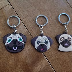 Lot Of 3 Pug Keychains 