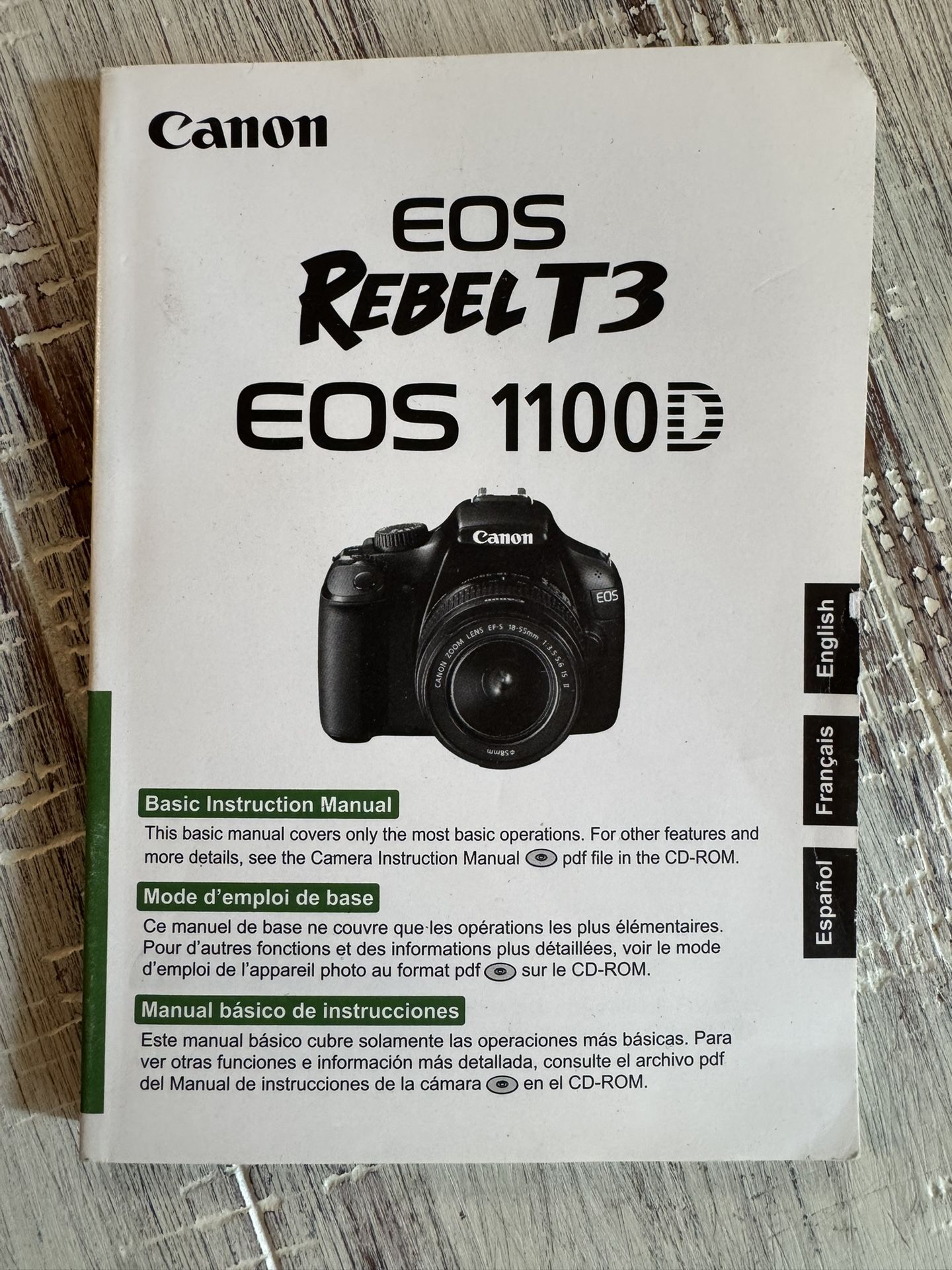 Canon EOS Rebel T3 1100d Basic Instruction Manual