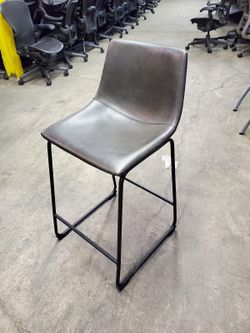 (x4) Unbranded Grey PU Leather-Look Counter Stools