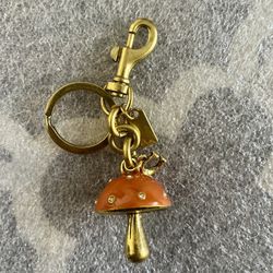 Brush Gold Orange Mushroom Keychain 
