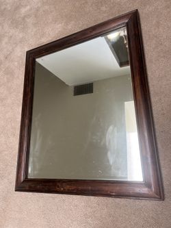 Large Mirror With Wooden Frame