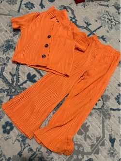 Toddler Girls Orange Ribbed 2-Piece Matching Set
