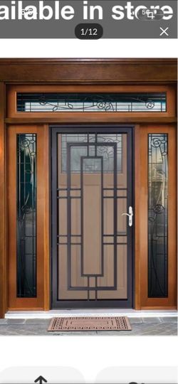 Grisham Avantgarde 36 in. x 80 in. Universal/Reversible Black Steel Storm Security Door