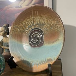 Handcrafted Ceramic Decorative Plate – Earth & Sky Glaze