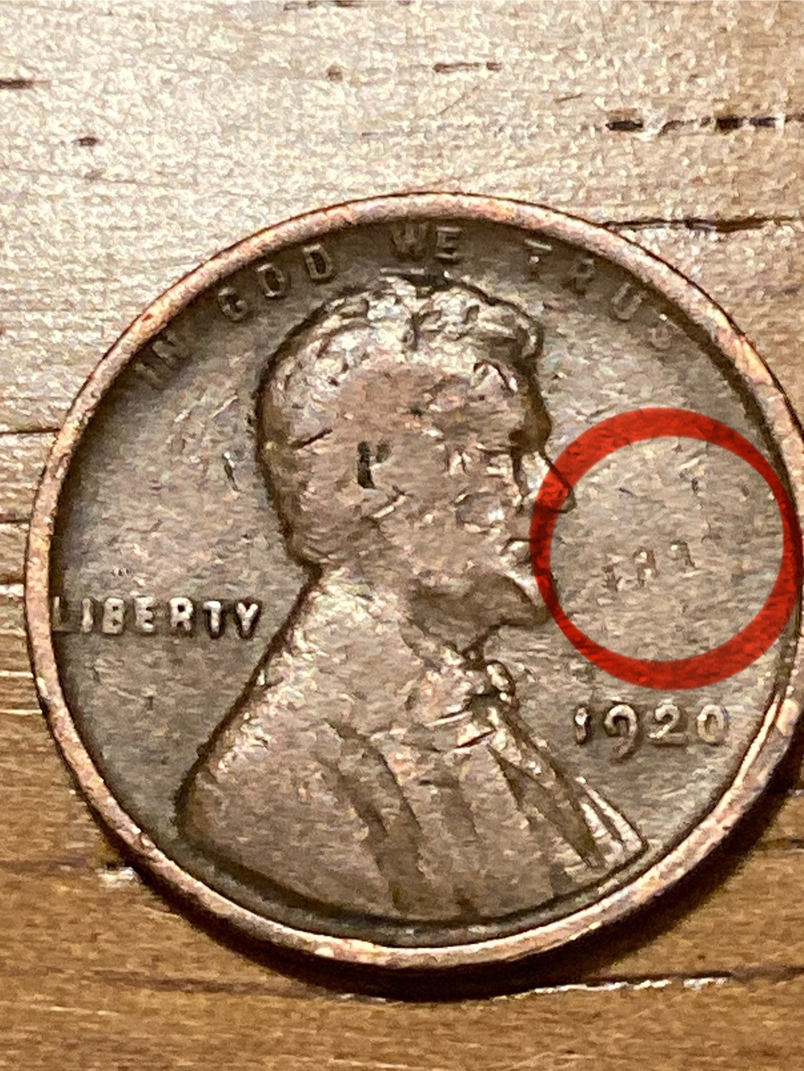 1920 Wheat Cent With Coin Clash Error
