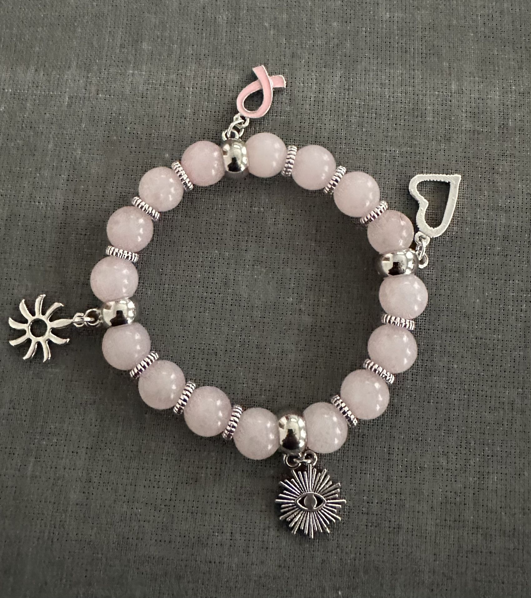 Pink Beaded Bracelet With Charms