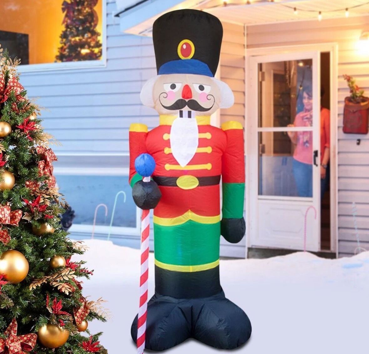8ft Inflatable Christmas Nutcracker Soldier Light up LED Yard Decoration Blow Up