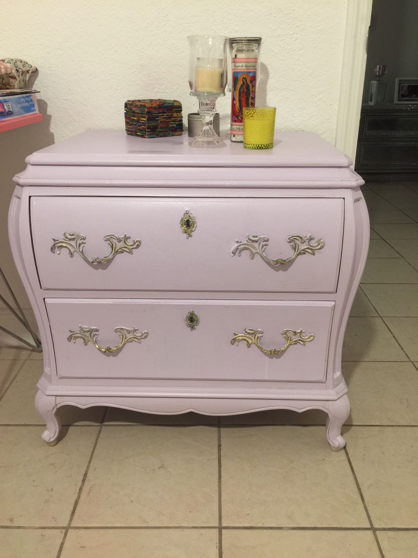 Light purple lavender dresser chest of drawers side night table