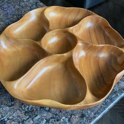 MONKEY POD WOOD PLATTER SERVING DISH VINTAGE LAZY SUSAN WOODEN TRAY BLAIR HAWAII MONKEY POD OBO