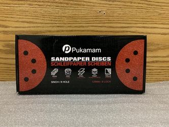 PUKAMAM 120 Pcs 5 inch Sanding Discs 40 Grit 8 Hole Hook and Loop Round Sandpape