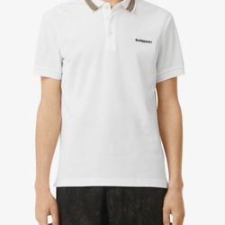 Burberry Icon Strip Detail Cotton Piqué Polo Shirt