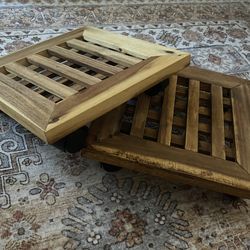 Solid Wood Plant Stands – Set of 2