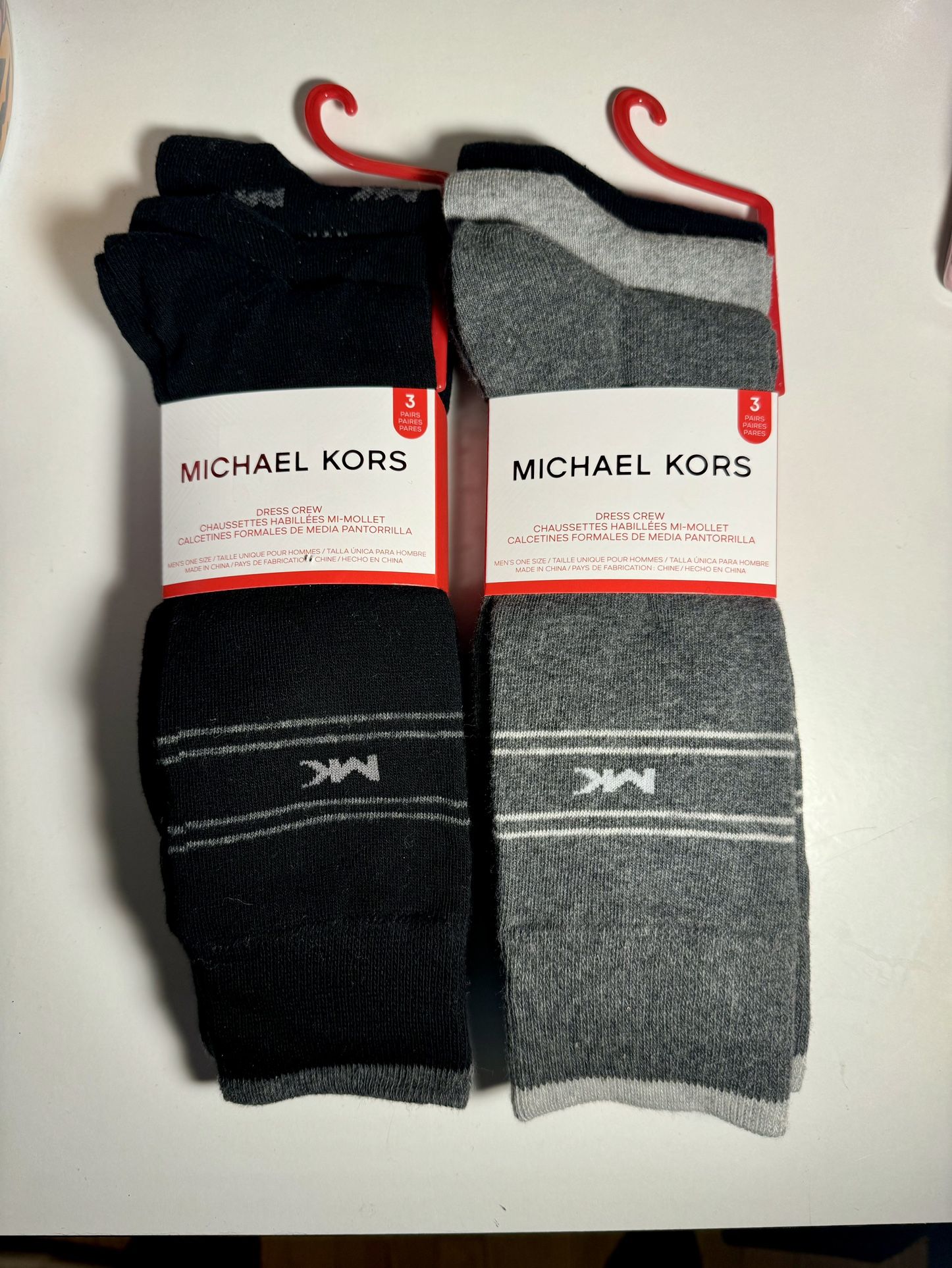 Michael Kors (2 Packs Men's Dress Crew Socks Size 7-12 NEW WITH TAGS 6 pair