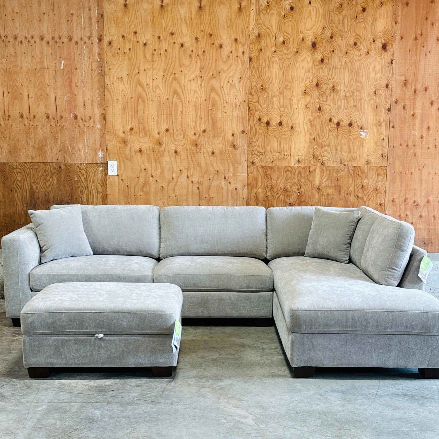 Grey Sectional Couch with Storage Ottoman