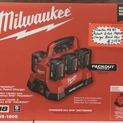 Milwaukee M18 18V Packout 6-Port Rapid Charger Brand New 