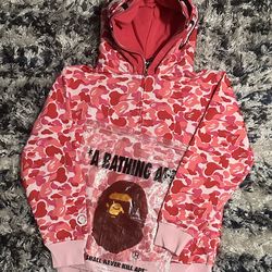 Pink and White BAPE hoodie Double Hoodie