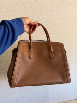 Kate Spade Brown Leather Satchel Handbag + Crossbody Strap - NEW