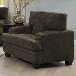NEW Griffin Plush Brown Chair Chenille Upholstery Sofa Accent Chair Seating