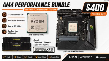 AMD Ryzen 9 5950X + ASUS ROG Strix B550-I Mini-ITX + 64GB RAM Bundle