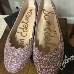 NIB Sam Edelman Pink Glitter Flats 8.5