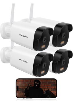 LaView 4K Security Camera Outdoor with Color Night Vision,8MP Wired White
