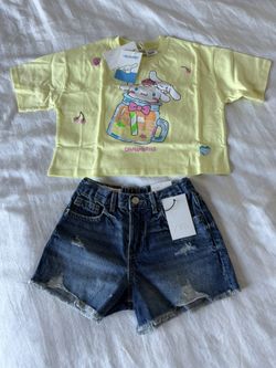 ZARA Kids 9-10 year old Size. New With Tags. Paid 46 Plus Taxes. Selling For $29 For Both Jean Shorts and Yellow T-shirt.