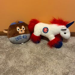 Two Chicago Cubs Stuffed Animals