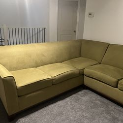 Small Olive Green Sectional 7ft 10in Long Both Sides