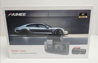 FAIMEE F6 4k Dual Dash Cam Front and Rear, 64GB Card Included