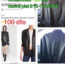 MURAL Enlonged Leather Bomber Style Jacket Medium 90 Dlls Firm Price No Menos Mccombs
