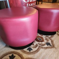Red 360° Swivel Foot Stool Round Ottoman