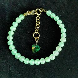 Green Aventurine Crystal Heart Bracelet Handmade by Master Energy Healer Love Luck Wealth Healing