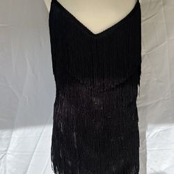Luxxel NWT Size L Black Fringe Flapper Short Dress