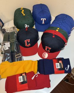 Baseball Hats, Belts, Socks Bundle