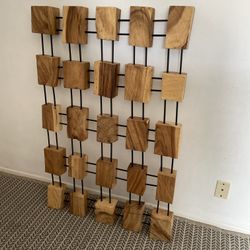 Crate & Barrel Large Teak Wall Art 48” – Mid Century Modern Decor